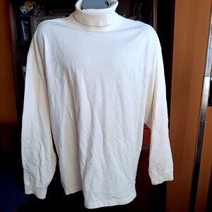 Vintage Men's XL Turtleneck 1990's Gap White All Cotton Long Sleeve Shirt